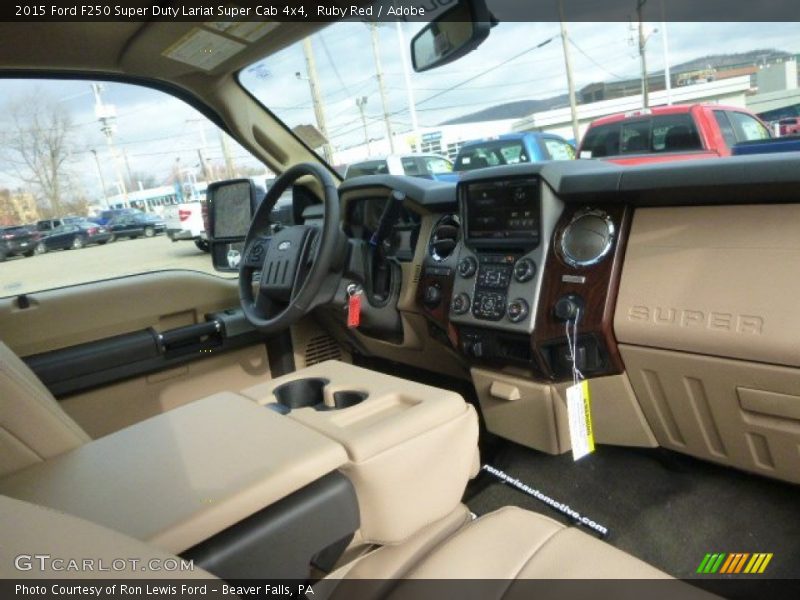 Ruby Red / Adobe 2015 Ford F250 Super Duty Lariat Super Cab 4x4