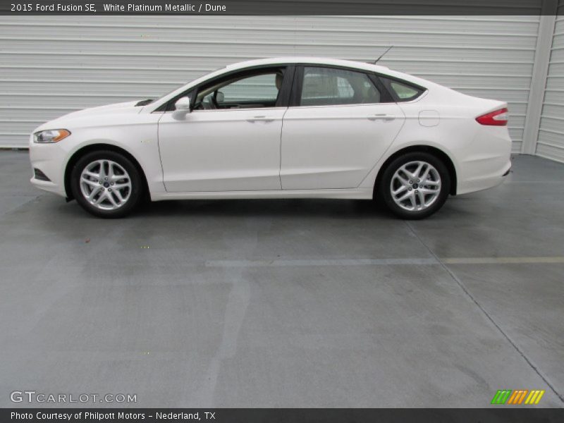 White Platinum Metallic / Dune 2015 Ford Fusion SE