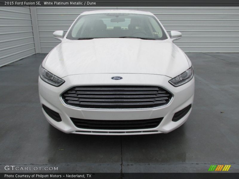 White Platinum Metallic / Dune 2015 Ford Fusion SE