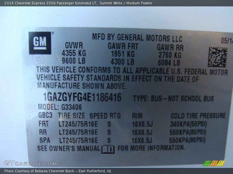 Summit White / Medium Pewter 2014 Chevrolet Express 3500 Passenger Extended LT