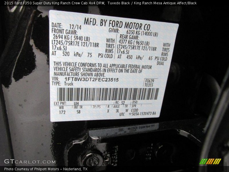 Tuxedo Black / King Ranch Mesa Antique Affect/Black 2015 Ford F350 Super Duty King Ranch Crew Cab 4x4 DRW