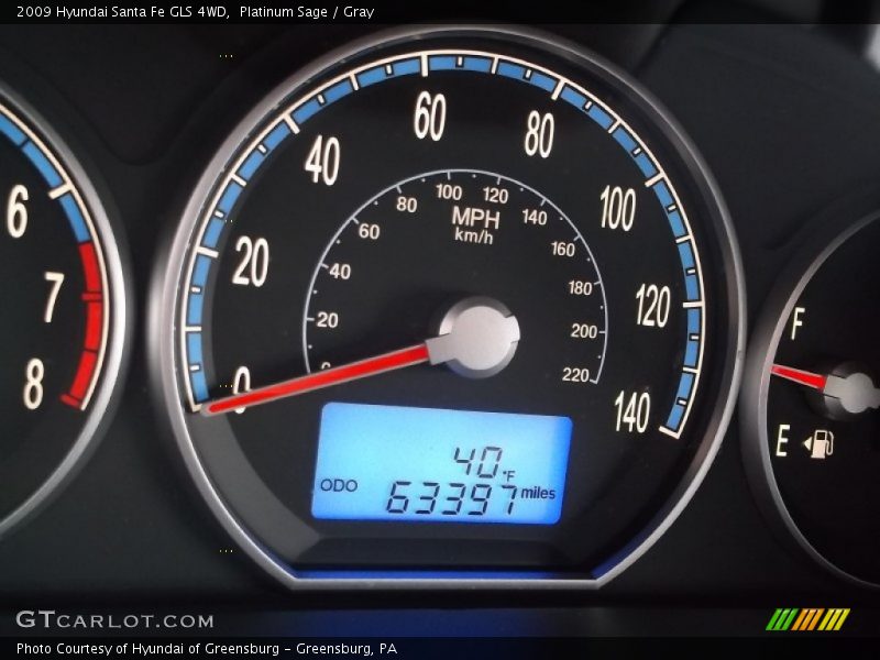 Platinum Sage / Gray 2009 Hyundai Santa Fe GLS 4WD