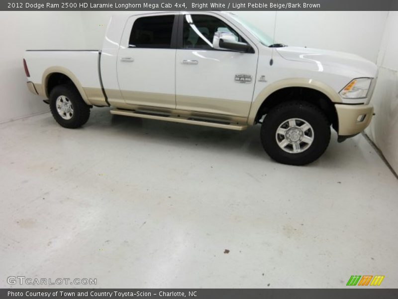 Bright White / Light Pebble Beige/Bark Brown 2012 Dodge Ram 2500 HD Laramie Longhorn Mega Cab 4x4