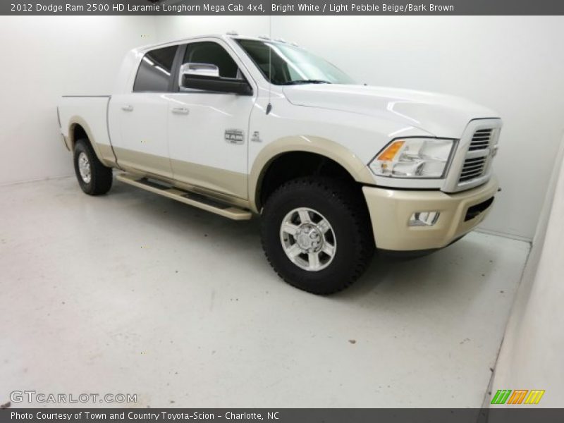 Bright White / Light Pebble Beige/Bark Brown 2012 Dodge Ram 2500 HD Laramie Longhorn Mega Cab 4x4