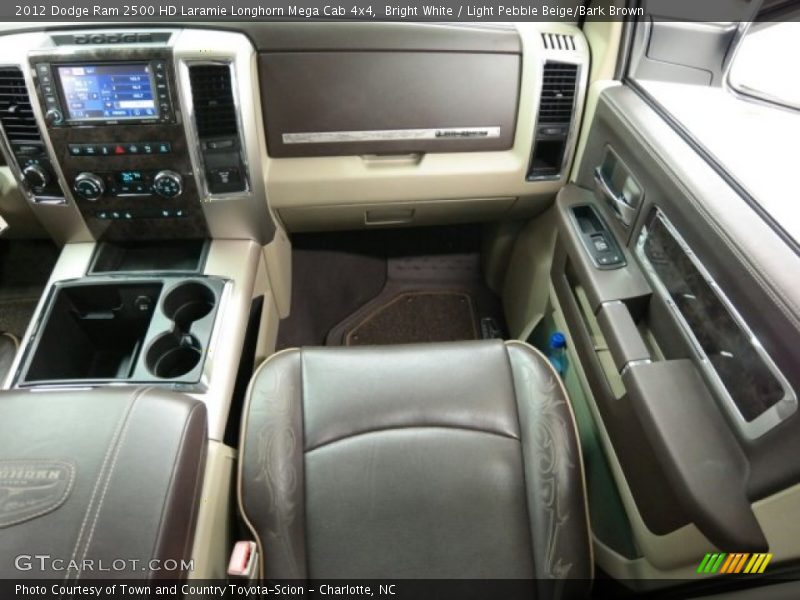 Bright White / Light Pebble Beige/Bark Brown 2012 Dodge Ram 2500 HD Laramie Longhorn Mega Cab 4x4