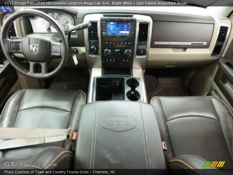 Bright White / Light Pebble Beige/Bark Brown 2012 Dodge Ram 2500 HD Laramie Longhorn Mega Cab 4x4