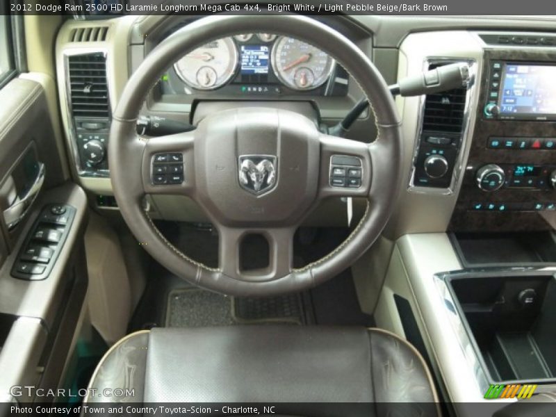 Bright White / Light Pebble Beige/Bark Brown 2012 Dodge Ram 2500 HD Laramie Longhorn Mega Cab 4x4