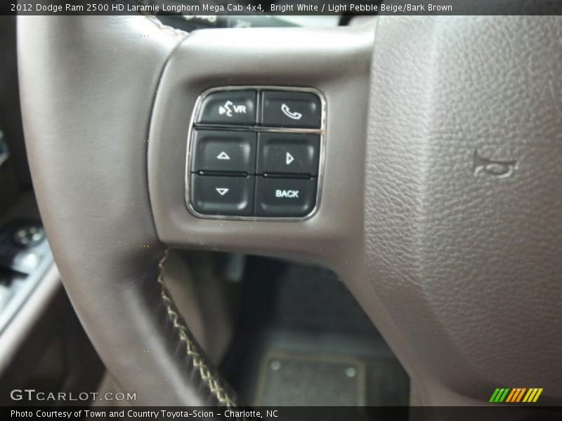 Bright White / Light Pebble Beige/Bark Brown 2012 Dodge Ram 2500 HD Laramie Longhorn Mega Cab 4x4