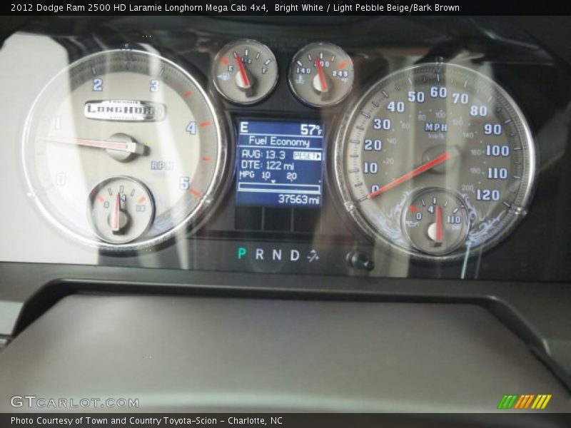 Bright White / Light Pebble Beige/Bark Brown 2012 Dodge Ram 2500 HD Laramie Longhorn Mega Cab 4x4