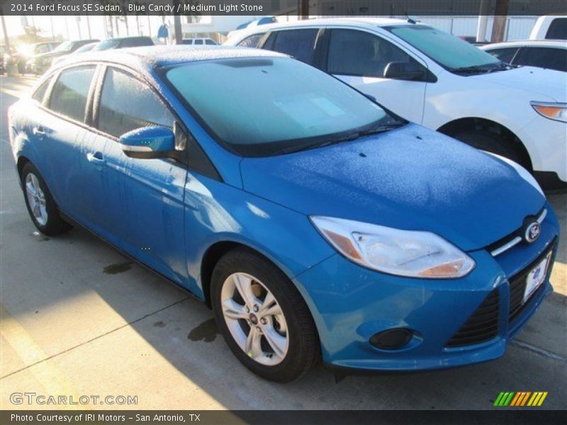 Blue Candy / Medium Light Stone 2014 Ford Focus SE Sedan