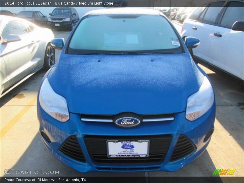 Blue Candy / Medium Light Stone 2014 Ford Focus SE Sedan