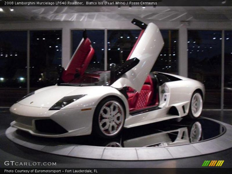 Bianco Isis (Pearl White) / Rosso Centaurus 2008 Lamborghini Murcielago LP640 Roadster