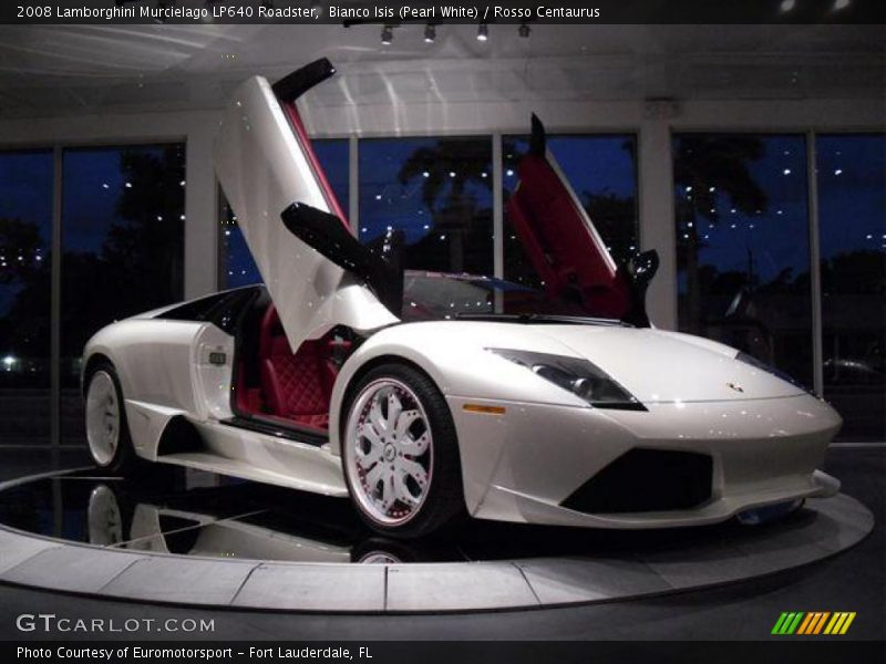 Bianco Isis (Pearl White) / Rosso Centaurus 2008 Lamborghini Murcielago LP640 Roadster