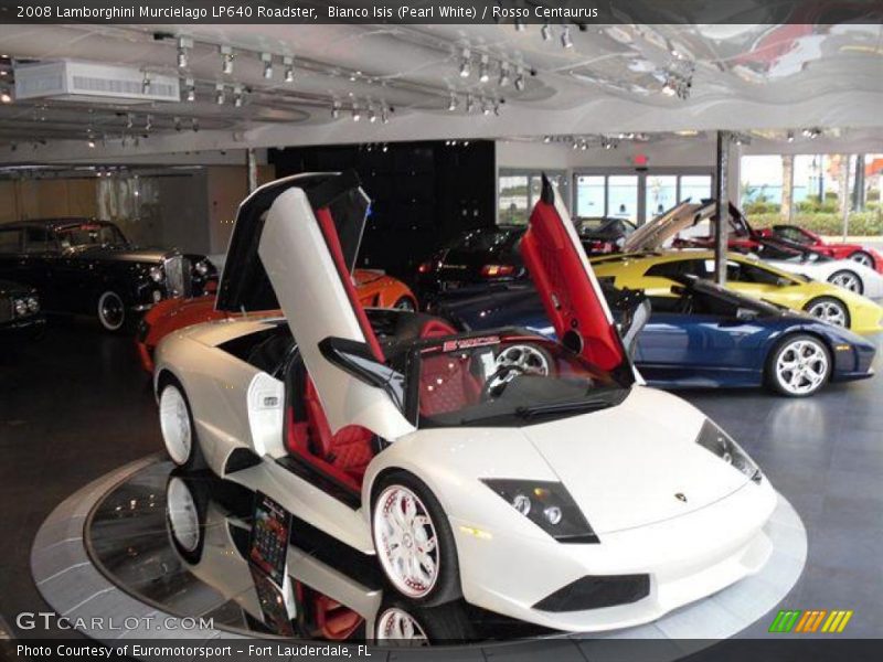 Bianco Isis (Pearl White) / Rosso Centaurus 2008 Lamborghini Murcielago LP640 Roadster