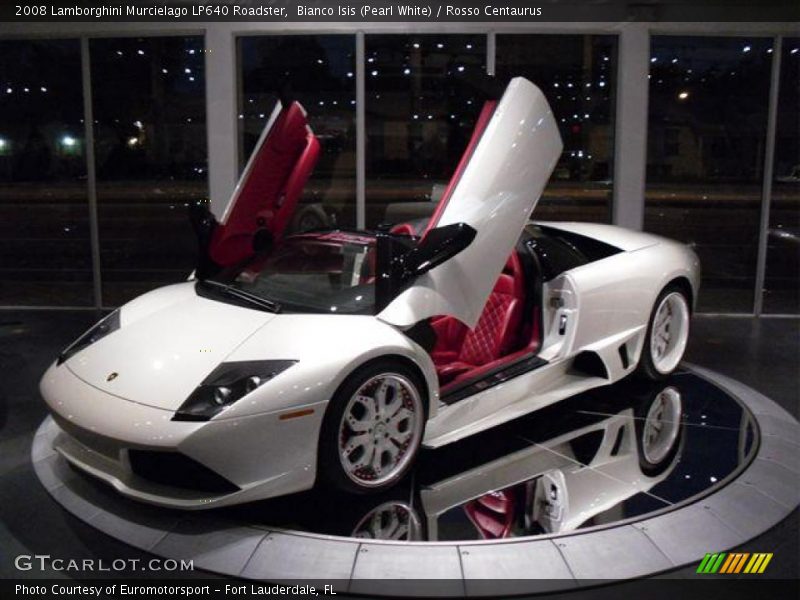Bianco Isis (Pearl White) / Rosso Centaurus 2008 Lamborghini Murcielago LP640 Roadster