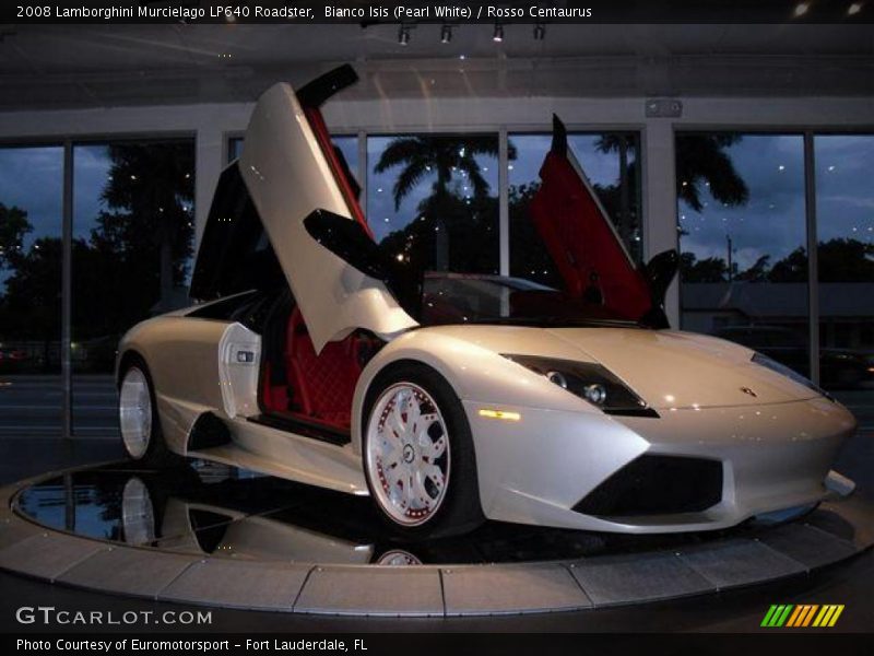 Bianco Isis (Pearl White) / Rosso Centaurus 2008 Lamborghini Murcielago LP640 Roadster