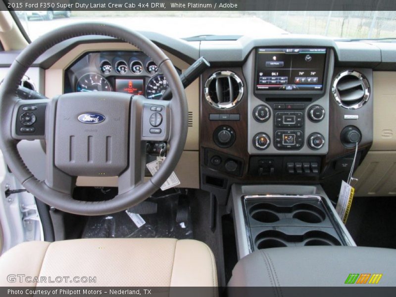 White Platinum / Adobe 2015 Ford F350 Super Duty Lariat Crew Cab 4x4 DRW