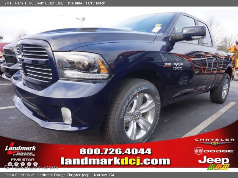 True Blue Pearl / Black 2015 Ram 1500 Sport Quad Cab