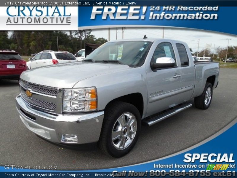 Silver Ice Metallic / Ebony 2012 Chevrolet Silverado 1500 LT Extended Cab