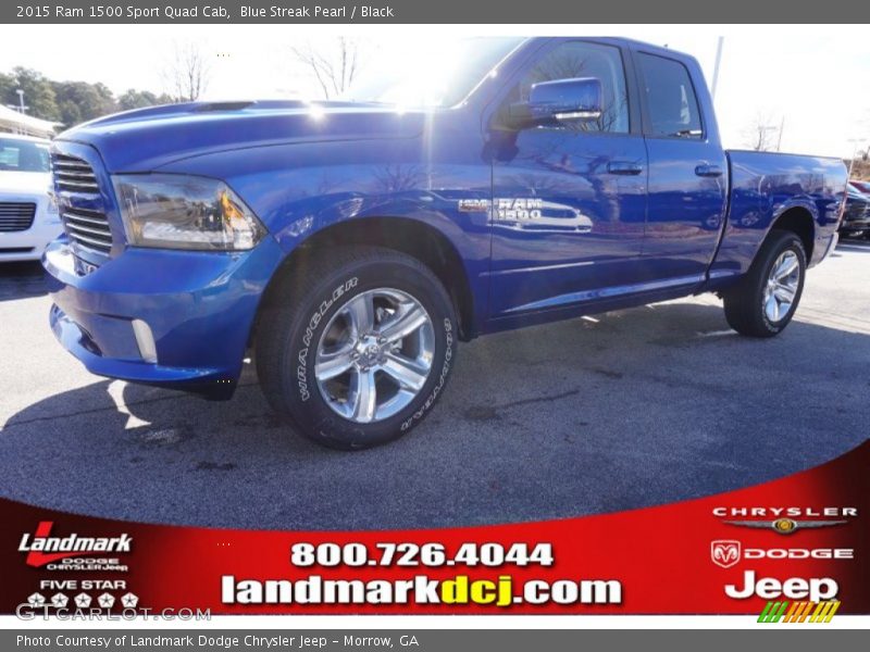 Blue Streak Pearl / Black 2015 Ram 1500 Sport Quad Cab