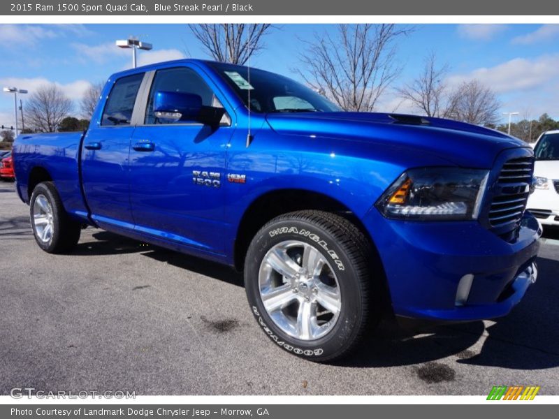 Blue Streak Pearl / Black 2015 Ram 1500 Sport Quad Cab