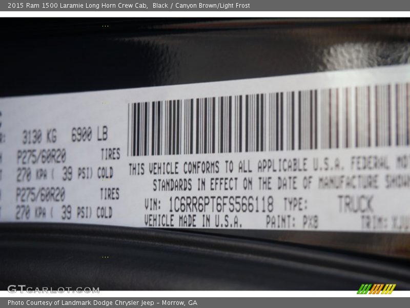 Black / Canyon Brown/Light Frost 2015 Ram 1500 Laramie Long Horn Crew Cab
