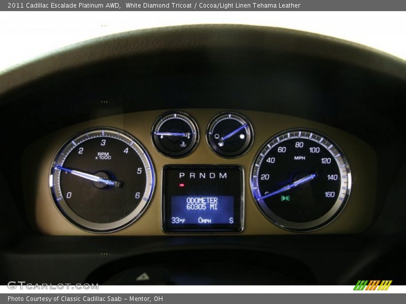 White Diamond Tricoat / Cocoa/Light Linen Tehama Leather 2011 Cadillac Escalade Platinum AWD