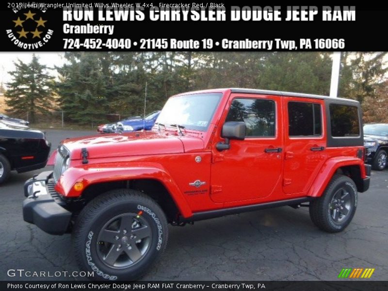 Firecracker Red / Black 2015 Jeep Wrangler Unlimited Willys Wheeler W 4x4