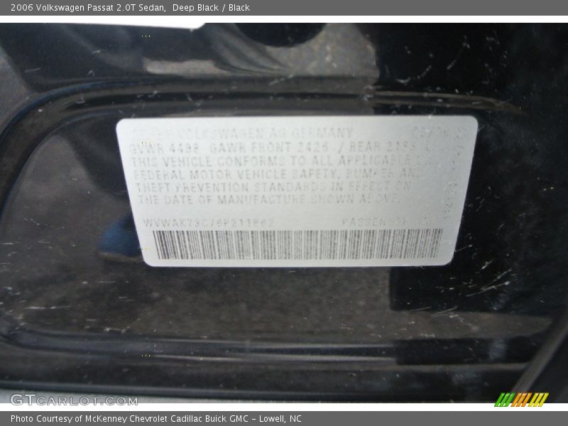 Deep Black / Black 2006 Volkswagen Passat 2.0T Sedan
