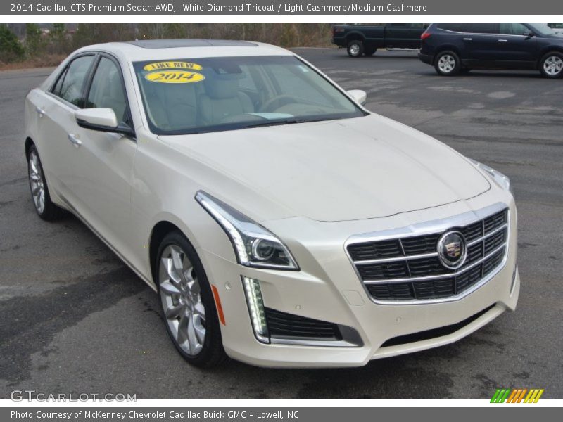 White Diamond Tricoat / Light Cashmere/Medium Cashmere 2014 Cadillac CTS Premium Sedan AWD