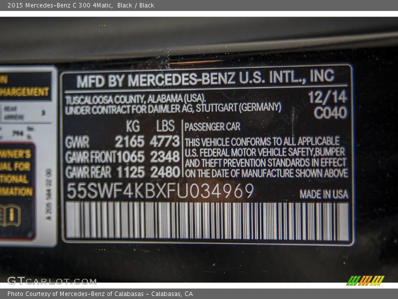 Black / Black 2015 Mercedes-Benz C 300 4Matic