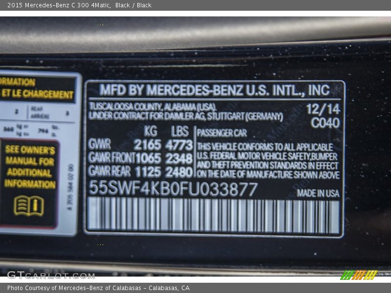 Black / Black 2015 Mercedes-Benz C 300 4Matic