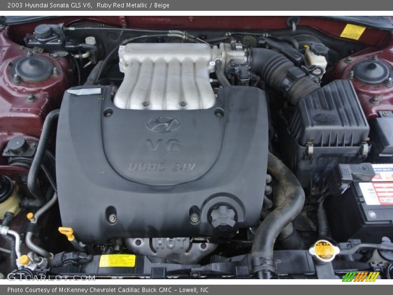 Ruby Red Metallic / Beige 2003 Hyundai Sonata GLS V6