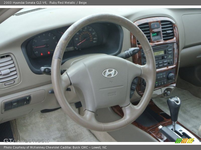 Ruby Red Metallic / Beige 2003 Hyundai Sonata GLS V6