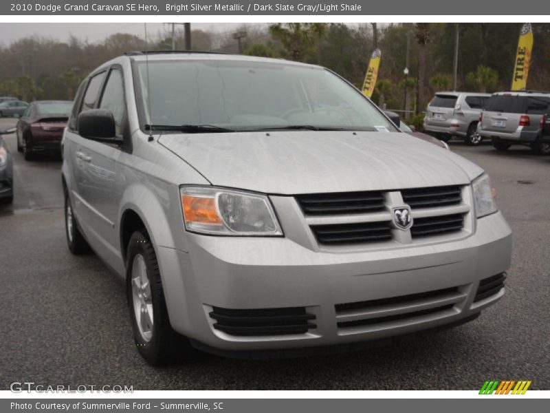 Bright Silver Metallic / Dark Slate Gray/Light Shale 2010 Dodge Grand Caravan SE Hero