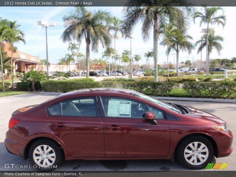 Crimson Pearl / Beige 2012 Honda Civic LX Sedan