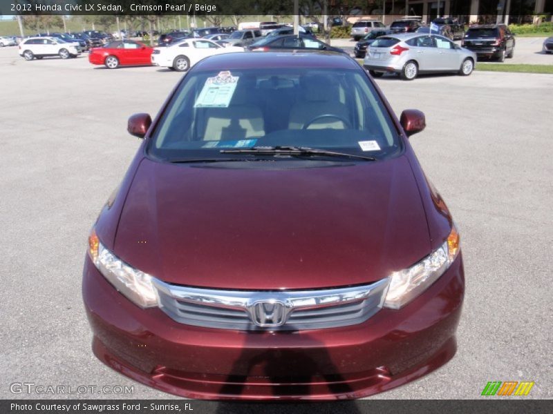 Crimson Pearl / Beige 2012 Honda Civic LX Sedan