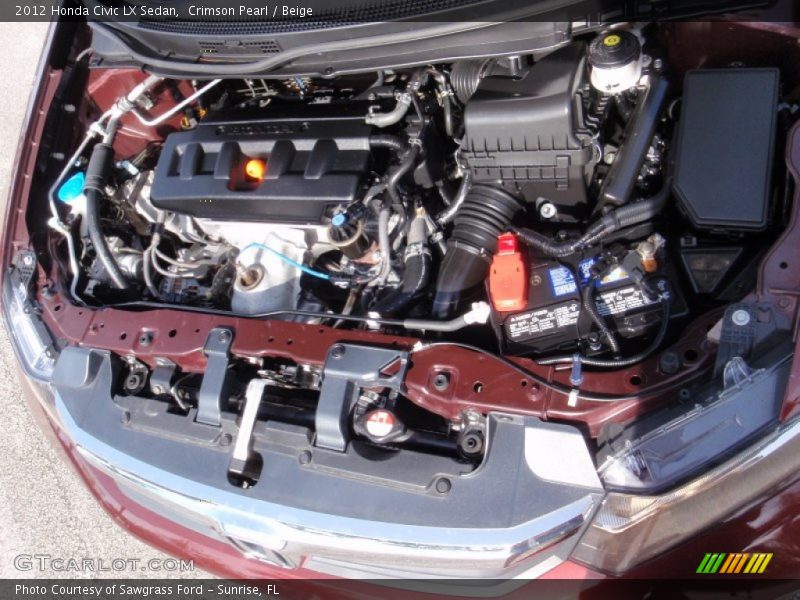 Crimson Pearl / Beige 2012 Honda Civic LX Sedan