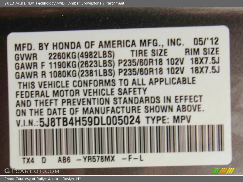 Amber Brownstone / Parchment 2013 Acura RDX Technology AWD