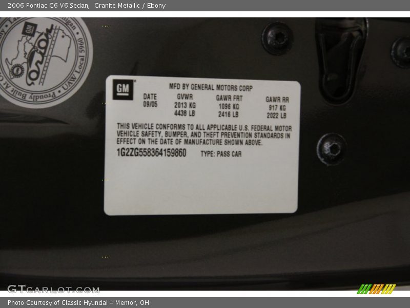 Granite Metallic / Ebony 2006 Pontiac G6 V6 Sedan