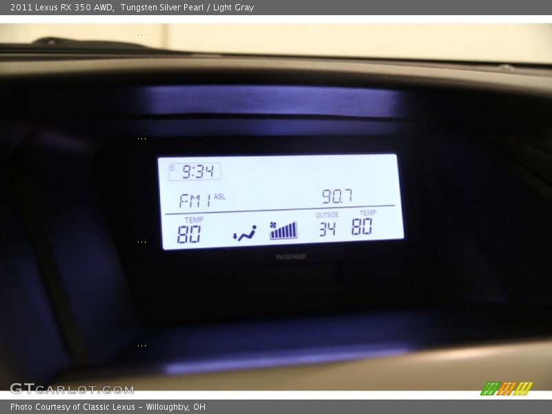 Tungsten Silver Pearl / Light Gray 2011 Lexus RX 350 AWD