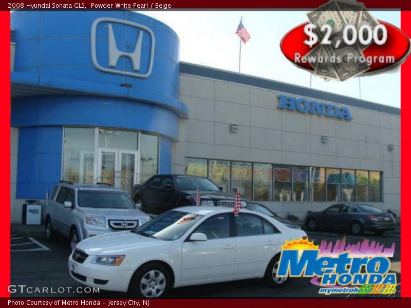 Powder White Pearl / Beige 2008 Hyundai Sonata GLS