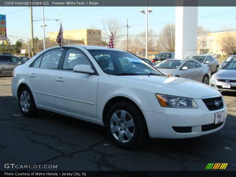 Powder White Pearl / Beige 2008 Hyundai Sonata GLS