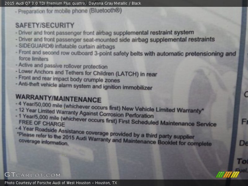 Daytona Gray Metallic / Black 2015 Audi Q7 3.0 TDI Premium Plus quattro