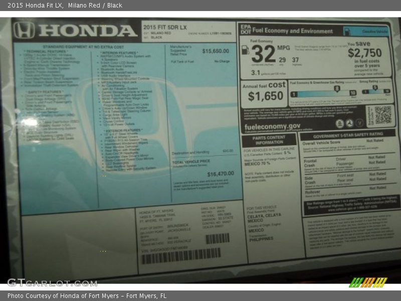  2015 Fit LX Window Sticker