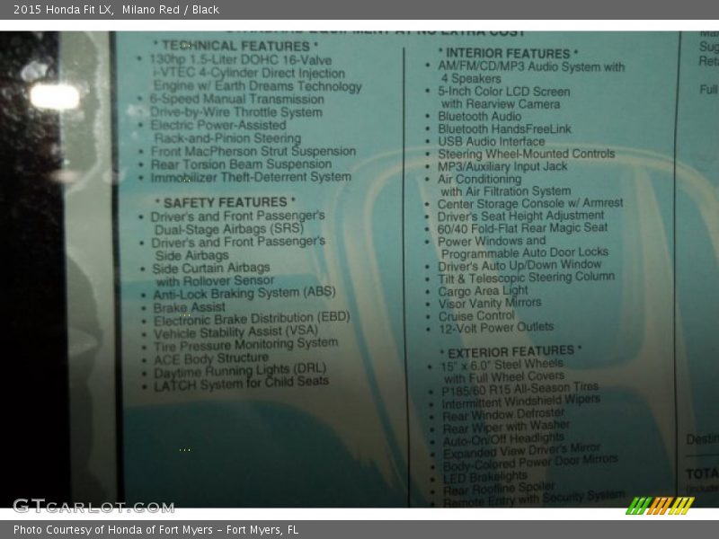 Milano Red / Black 2015 Honda Fit LX