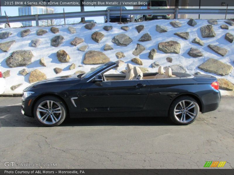 Midnight Blue Metallic / Venetian Beige 2015 BMW 4 Series 428i xDrive Convertible