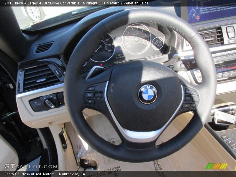 Midnight Blue Metallic / Venetian Beige 2015 BMW 4 Series 428i xDrive Convertible