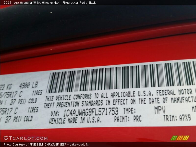Firecracker Red / Black 2015 Jeep Wrangler Willys Wheeler 4x4