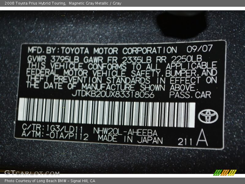 Magnetic Gray Metallic / Gray 2008 Toyota Prius Hybrid Touring